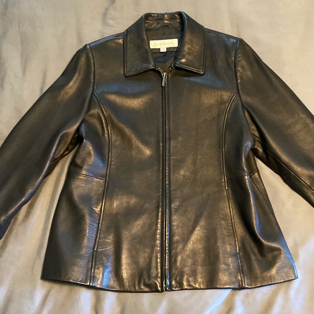 🖤 Vintage Liz Claiborne Black Genuine Leather Jacket, Womens XL, Butter Soft!